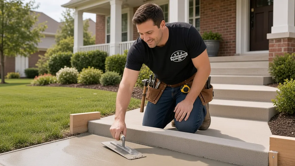 Monthly Upkeep handyman finishing new concrete steps