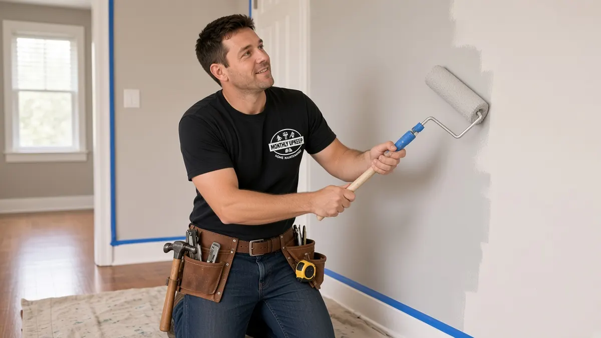 Monthly Upkeep handyman painting a room interior