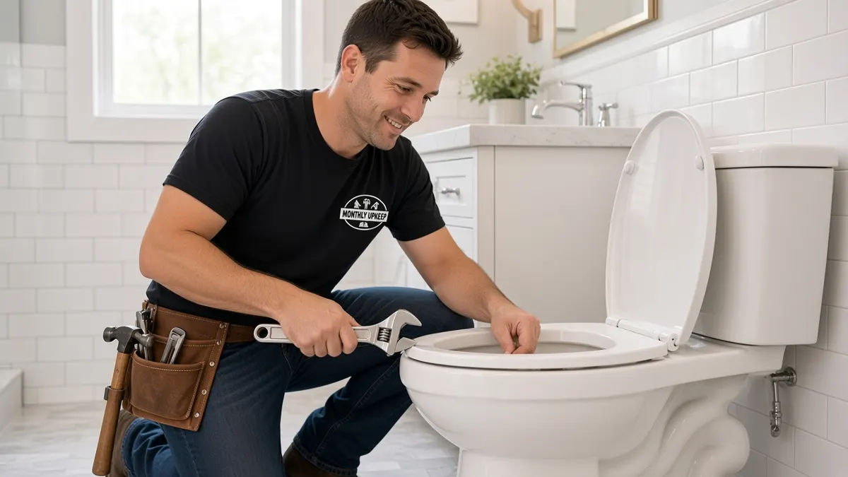 Monthly Upkeep handyman replacing a toilet