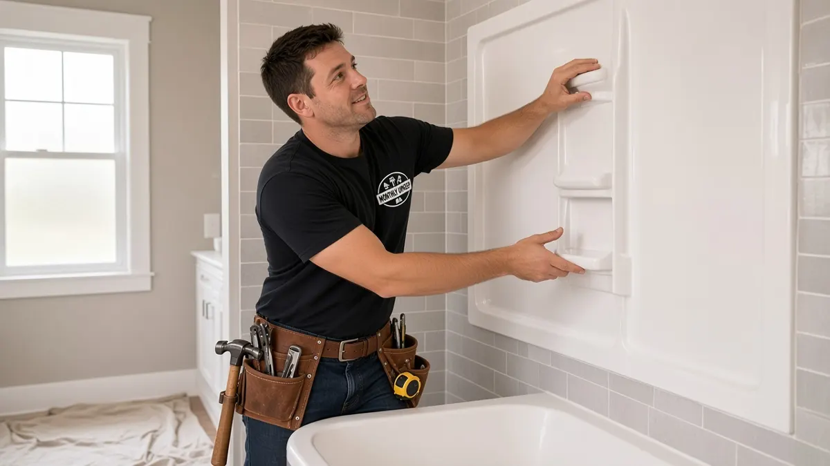 Monthly Upkeep handyman replacing a bathtub