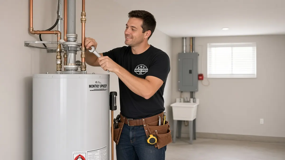 Monthly Upkeep handyman installing a water heater